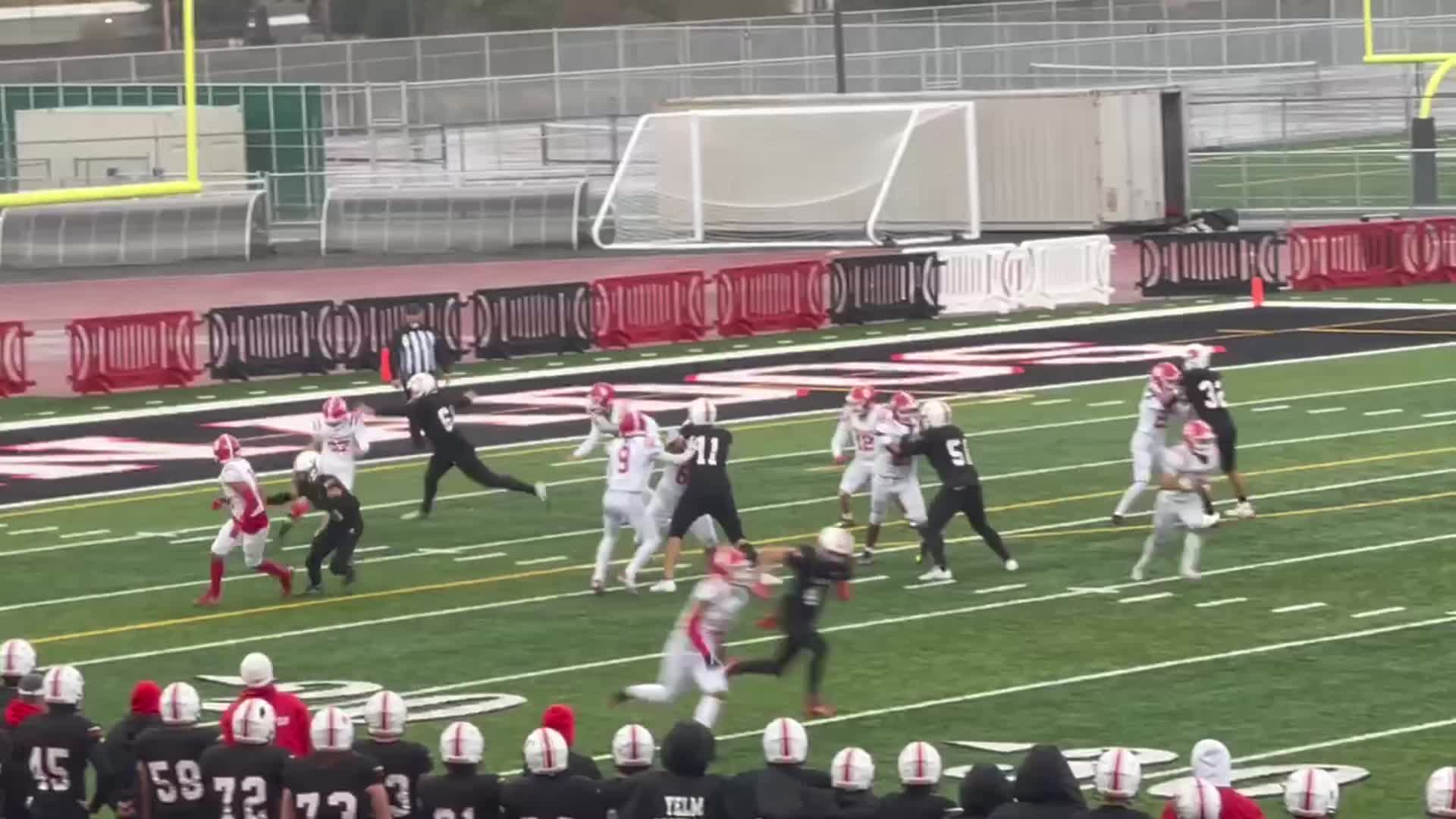 Yelm #25 Anthony Kiamco punt return nullified  with blocking flag at midfield in 3rd quarter
