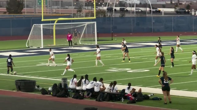 Nat passed the ball to Rachel who passes to Alex who crosses to Alayna for the volley goal