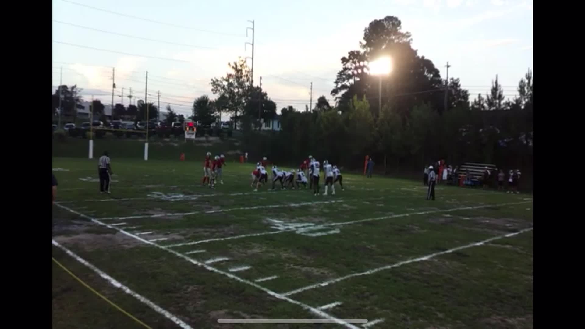 Middle LB Christian slides out to D-end to take the big sack