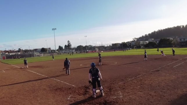 Lauren achieved a remarkable milestone today as a sophomore by hitting her first home run against Alhambra, accompanied by a single and two stolen bases. Her unwavering dedication during the off-season is truly paying off.