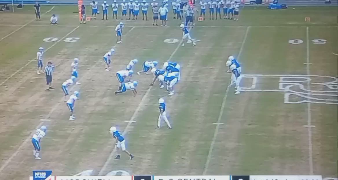 Freshman (SS/ATH) Mason Gardner (#1) strips away the ball from the back an recovers the ball great (IQ) play.