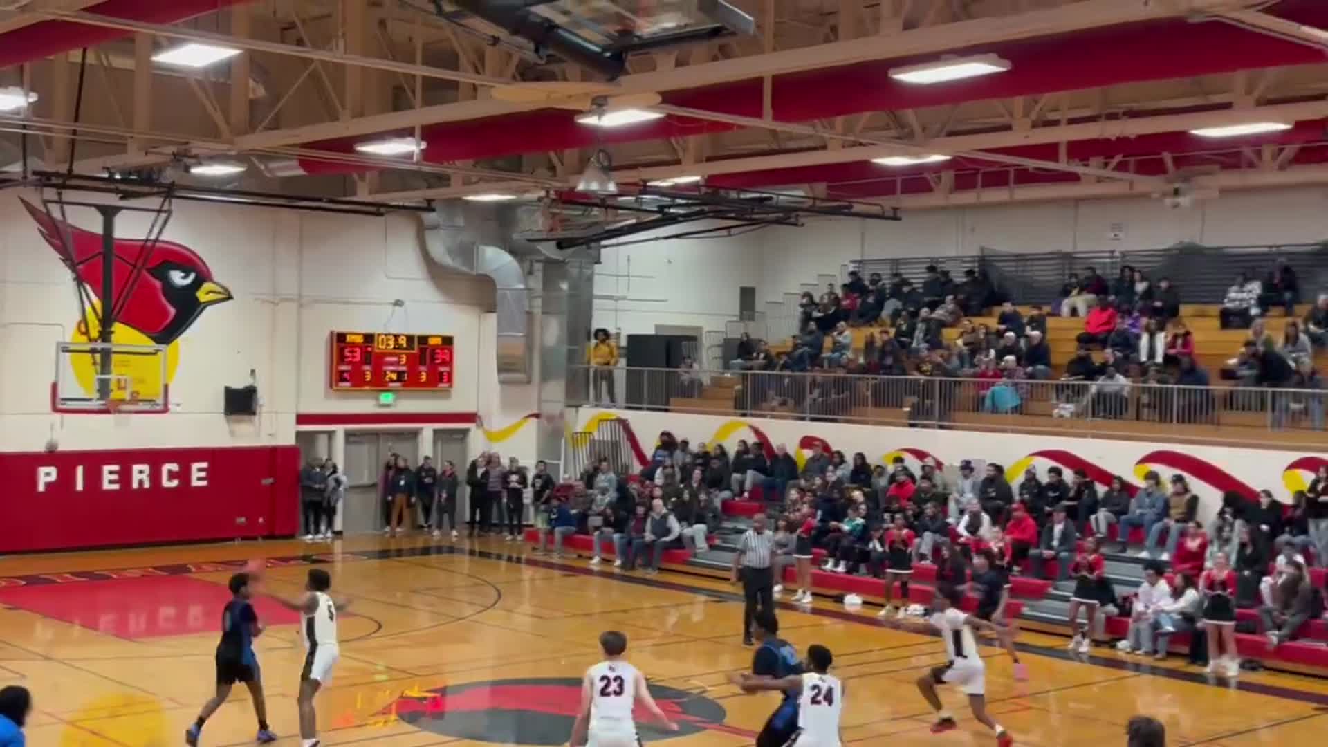 Buzzer beater from Myles Cherry to go into forth quarter.