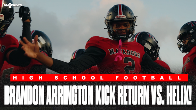 Texas A&M commit Brandon Arrington electrified the crowd with a remarkable kickoff return for a touchdown during Mount Miguel's 42–14 triumph over Helix.