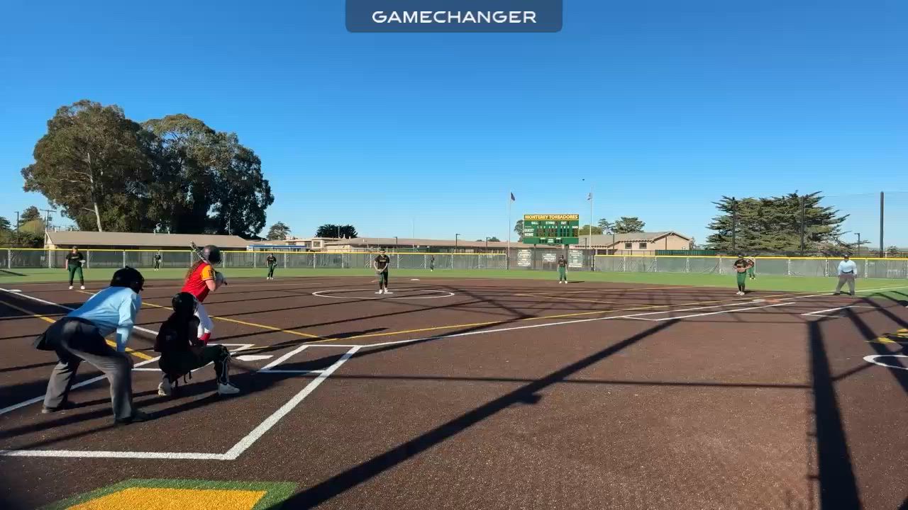 Alex Giammanco drives a double to left field at Monterey