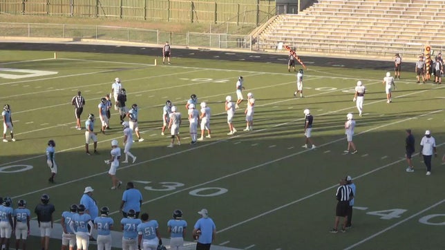 HillCo QB Jack Young reads both sides of the field before throwing to his primary WR Ty Vacek who catches the long TD.