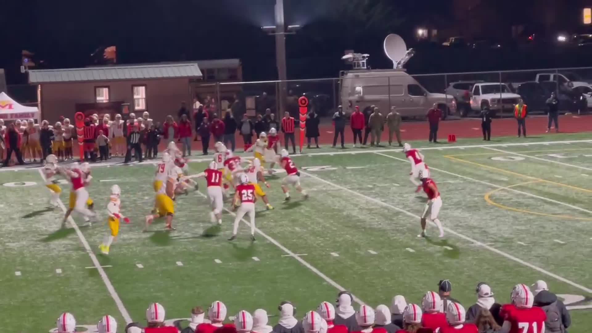 Yelm Defensive pressure by #11 Jacob Tracy turnover on downs