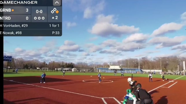 Line drive, caught by short stop Maisie Hinz. Defensive out.
