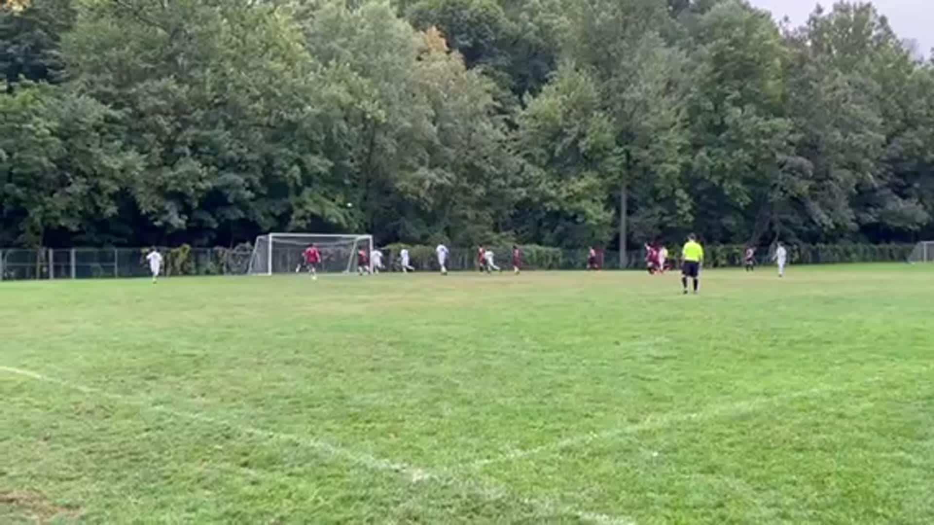 Sebastian Lompart scores on a free kick from deep to take the lead on New Britain