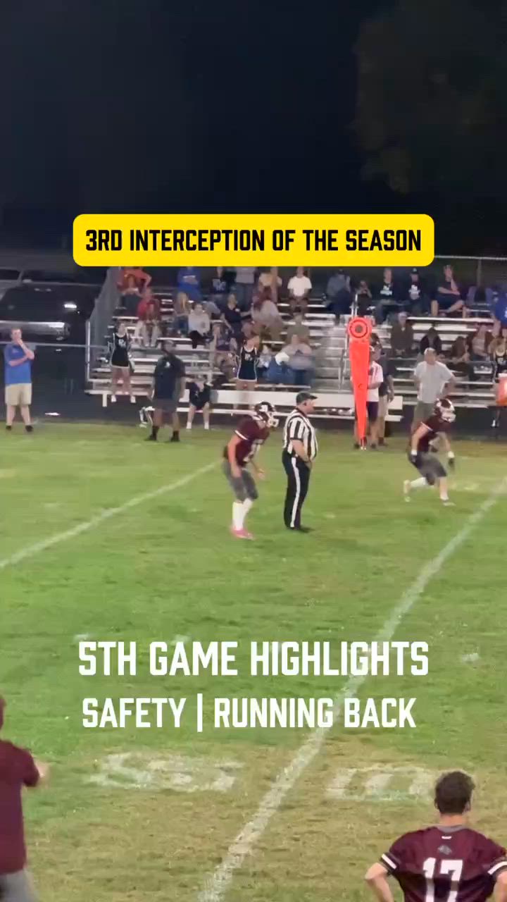 Sophomore #21 Mason Cubbage with 3rd interception so far