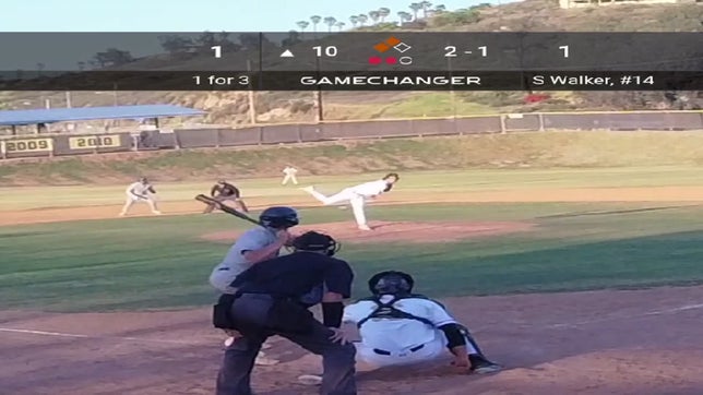 Alex hits a 2 runs winning double to put Helix on top 3-1 in the 10 innings vs El Capitan.