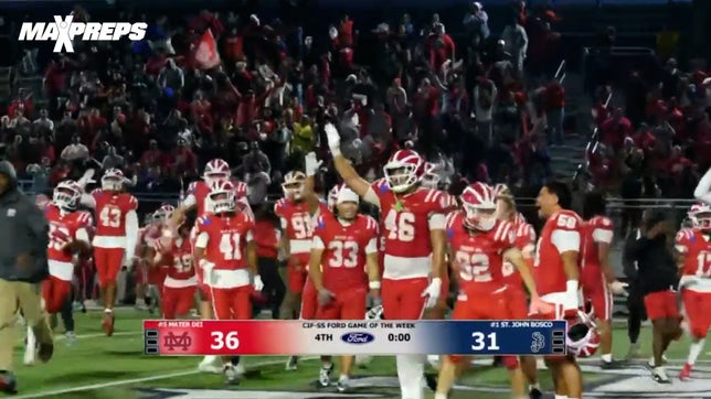 Highlights of Mater Dei's (Santa Ana, CA) 36-31 win over St John Bosco (Bellflower, CA).