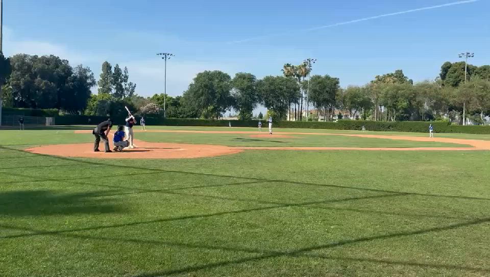 J Lease Crushes a Home Run to Left Field in the Bottom of the 4th as ERHS Varsity Mustangs Battle Grant Generals
