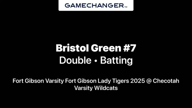 Bristol Green #7 SS Fort Gibson Lady Tigers - Double to LF vs Checotah 08/18/25