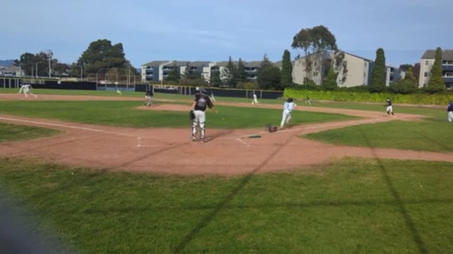 Kainoa Otenbriet hits a RBI single through the 5-6 to take the lead against Alameda High (Frosh)