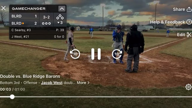 Jacob with a hard hit double immediately followed by a hit from Dominic Paul.