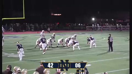 Luke Spalla recorded his a sack on Friday and also made two total tackles (1.0 for loss), helping propel Notre Dame (SO) past St. Francis by a score of 49-12