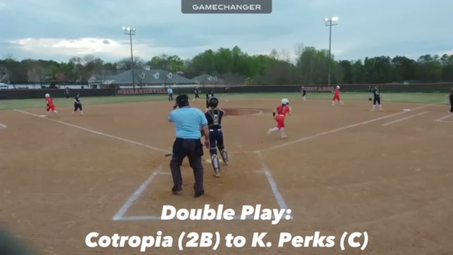 Pop fly caught and Cotropia throws our runner attempting to tag