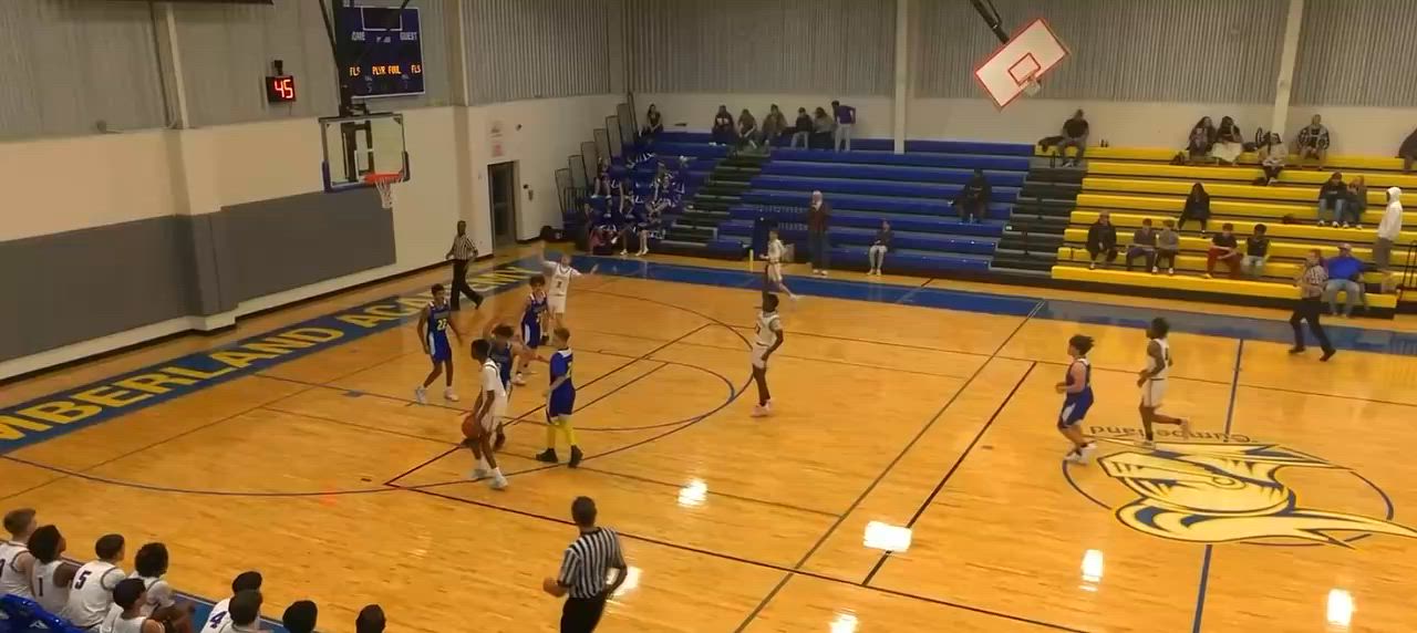Cumberland JV boys Micah Garcia makes three pointer