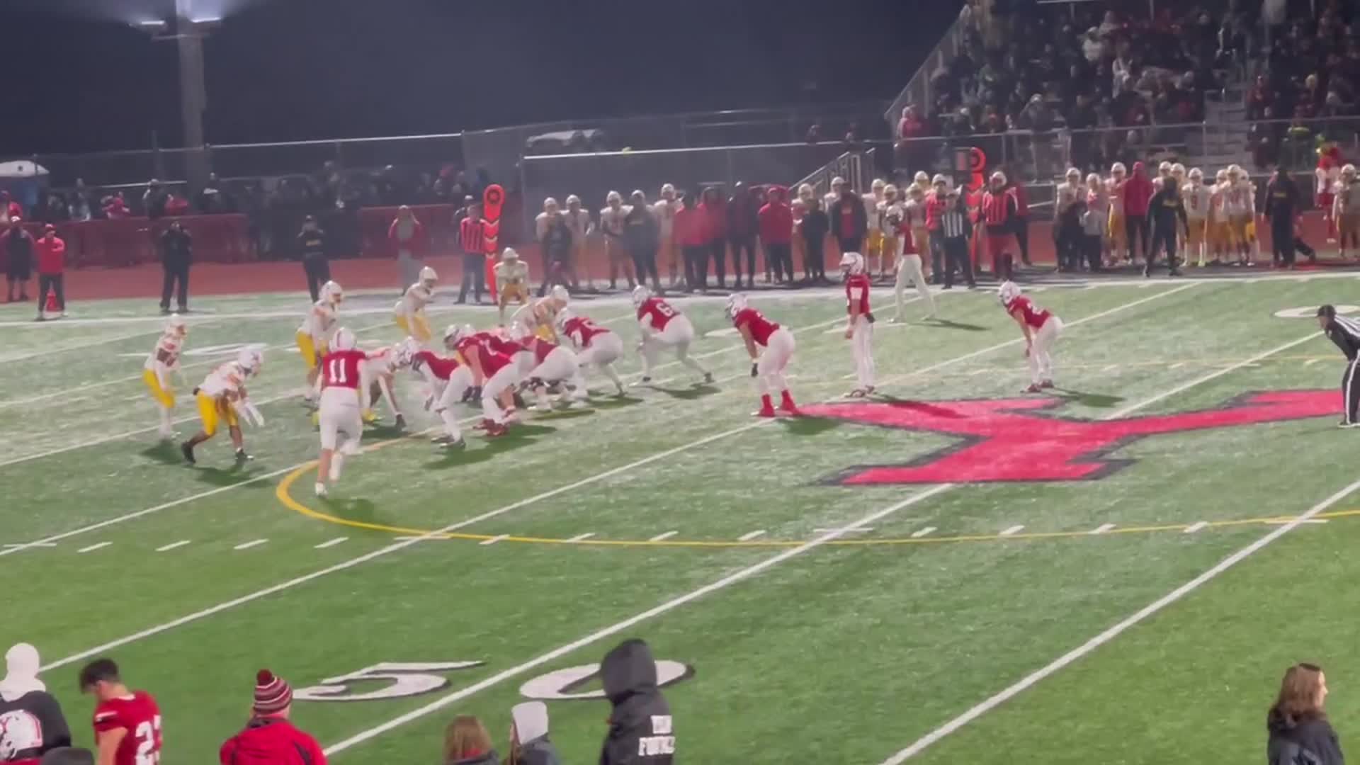 Yelm #8 Aalona 40 Yard TD pass to #14 Patin plus #23 Platt with 2pt conv