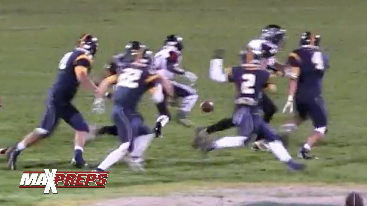 RB fumbles, still takes it 60-yds. to the house