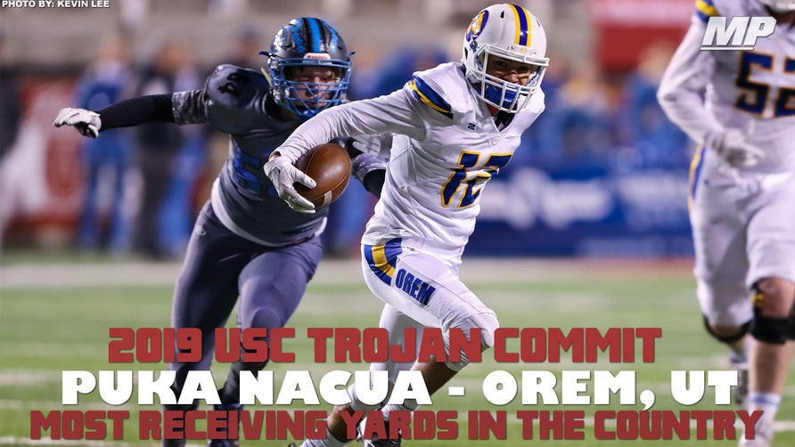 2018 highlights of Orem's (UT) 4-star wide receiver Puka Nacua, the nation's leading wide receiver as of Sep. 24, 2018 with 1,154 yards. His 14 receiving touchdowns are tied for the most in the country too.