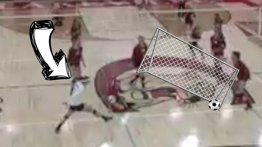 Lakeville South (MN) girls volleyball team gets crafty with two kicks and a diving play to steal a point. #MPTopPlay. Courtesy: @lscougarvb