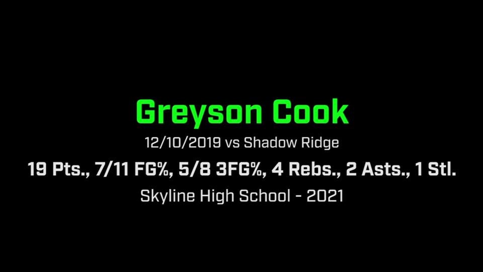 Greyson Cook Highlights vs Shadow Ridge