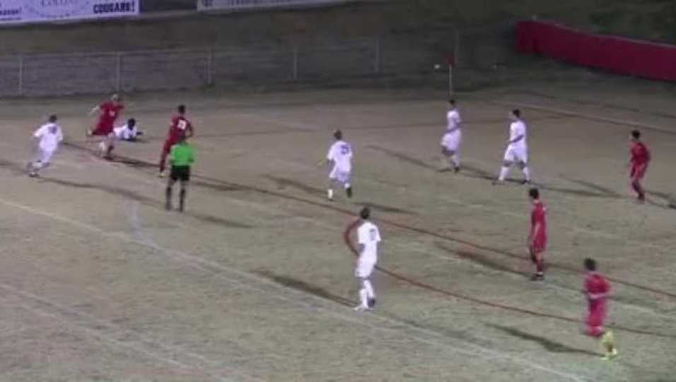 Volleykick vs. Catholic goal from 22 yds out.