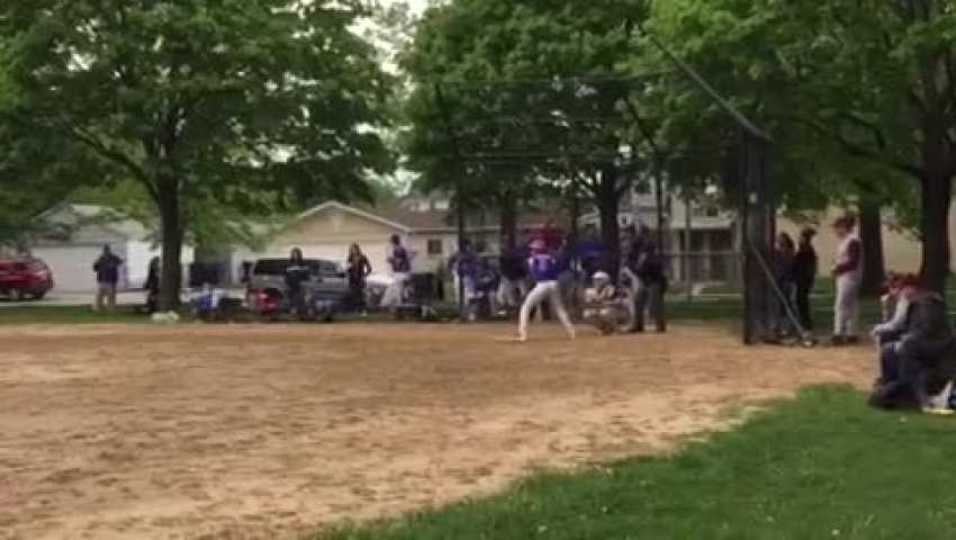 Deep hit to center field