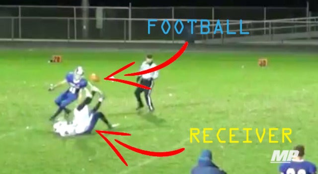 Receiver Kicks Ball Twice and Catches it on Back