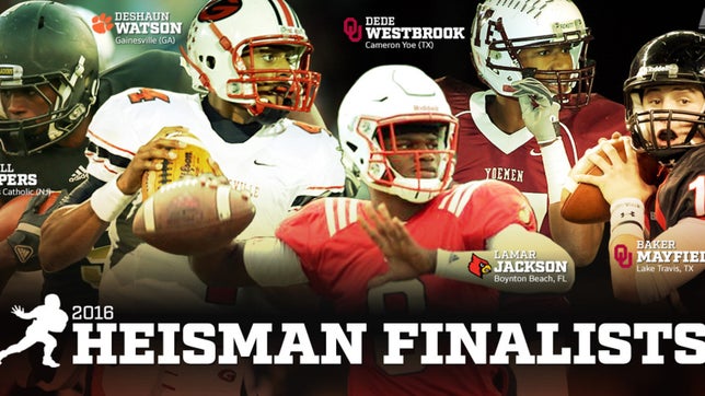 High school football highlights of Lamar Jackson, Jabrill Peppers, Deshaun Watson, Baker Mayfield, and DeDe Westbrook. 

The five finalists for the 2016 Heisman trophy.