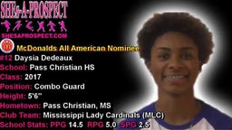 #12 Daysia Dedeaux 5'6" 2017 Combo Guard S-A-P Highlights 2016-17 High School Basketball Season