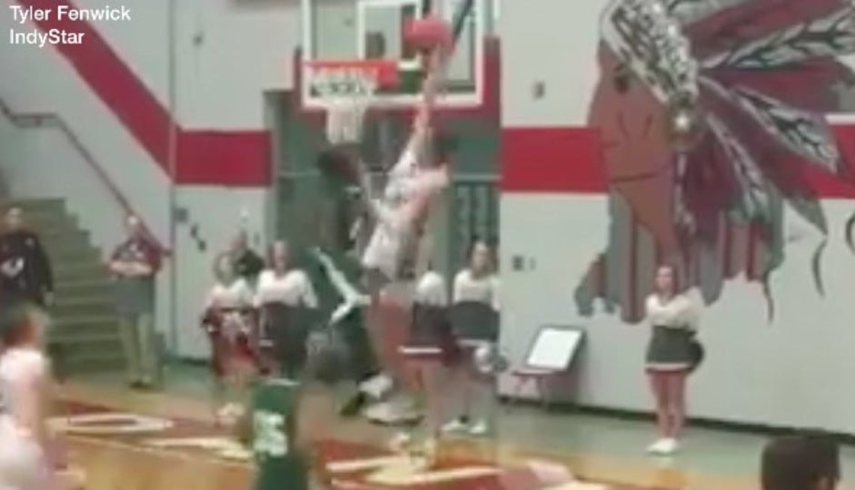 Cross up one defender and posterize another