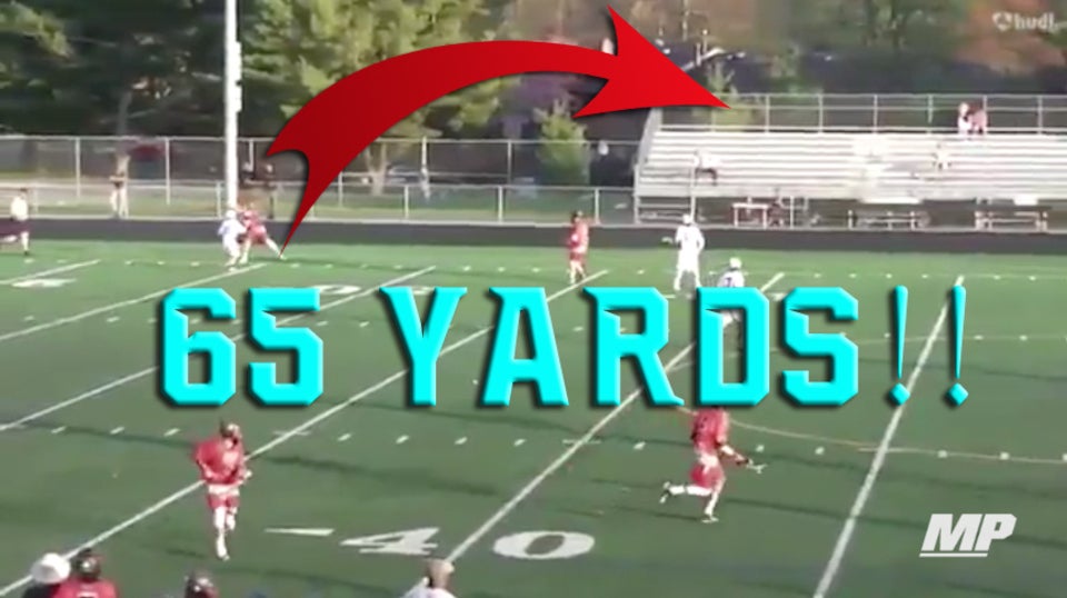 Incredible field-length lacrosse goal