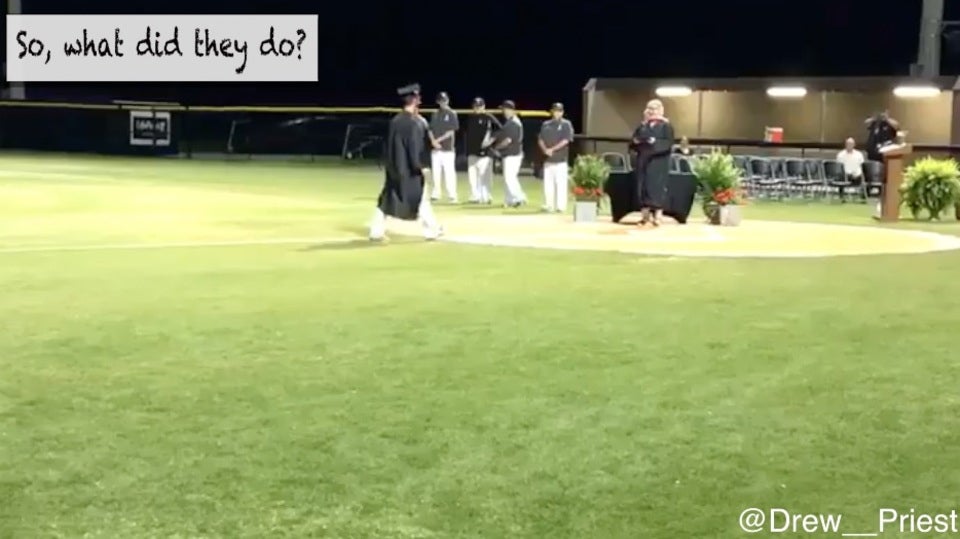 Baseball team holds graduation after their game