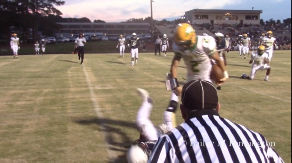 Disrespectful truck stick in the end zone