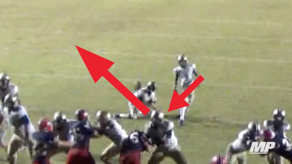 Kick ricochets off lineman's helmet and goes in