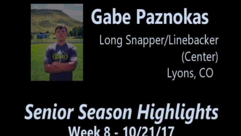Gabe Paznokas - Week 8 - Senior Highlights