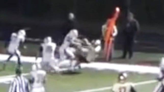 Caleb Hamilton of Eastern Greene (IN) gives one of the biggest hits of the weekend.