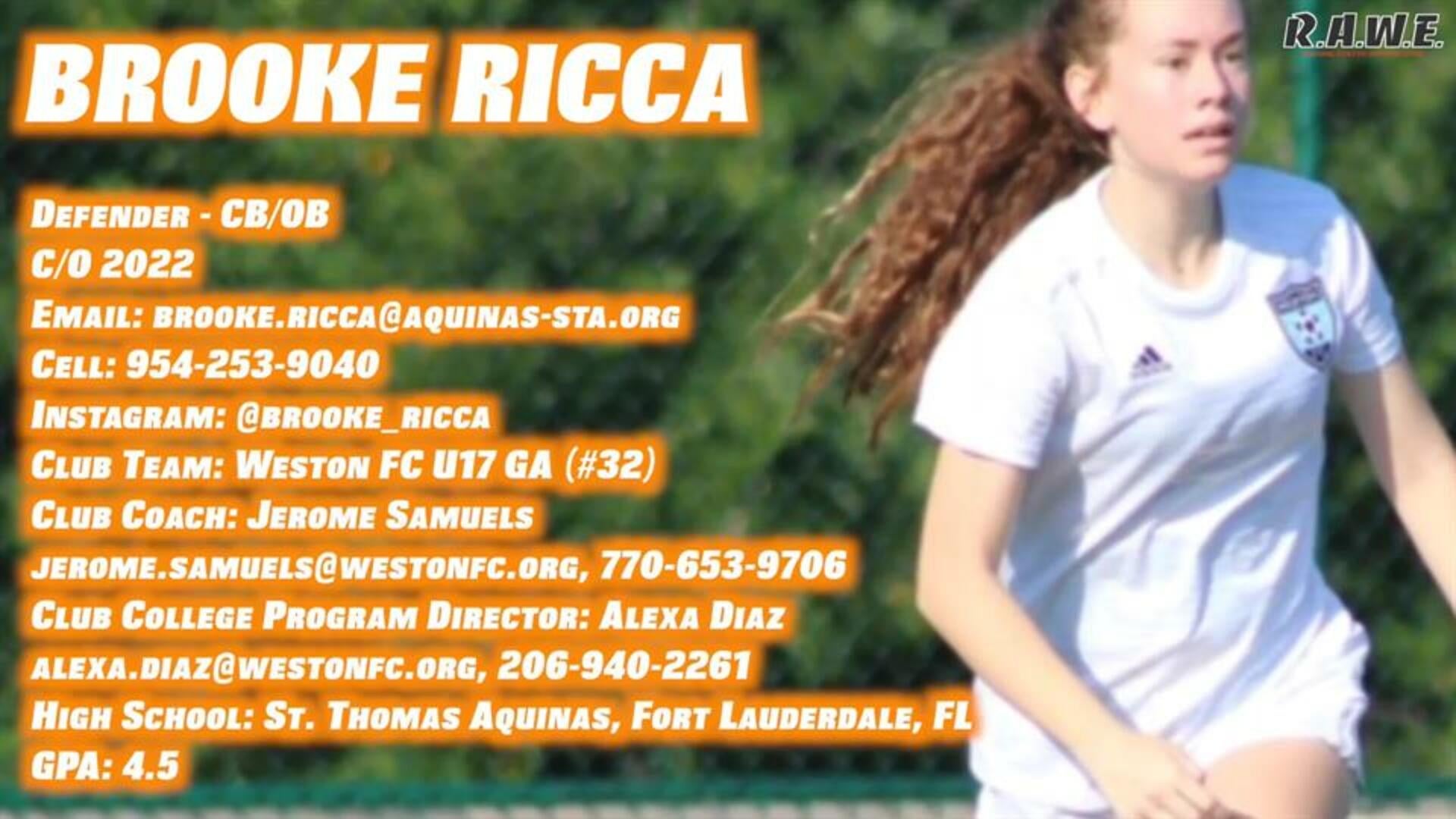 Brooke Ricca - Defender - c/o 2022