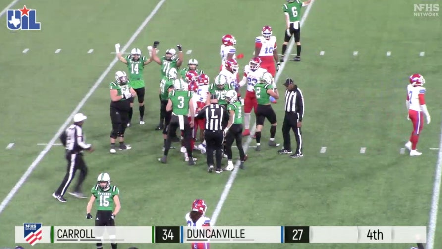 Highlights of No. 21 Southlake Carroll's 34-27 win over No. 5 Duncanville in the Texas 6A Division 1 semifinals. Sophomore running back Owen Allen finished the night with 37 touches for 245 total yards and two touchdowns while 5-star quarterback Quinn Ewers threw for 168 yards and accounted for two scores. The Dragons will face Austin Westlake in the state championship on Jan. 16.