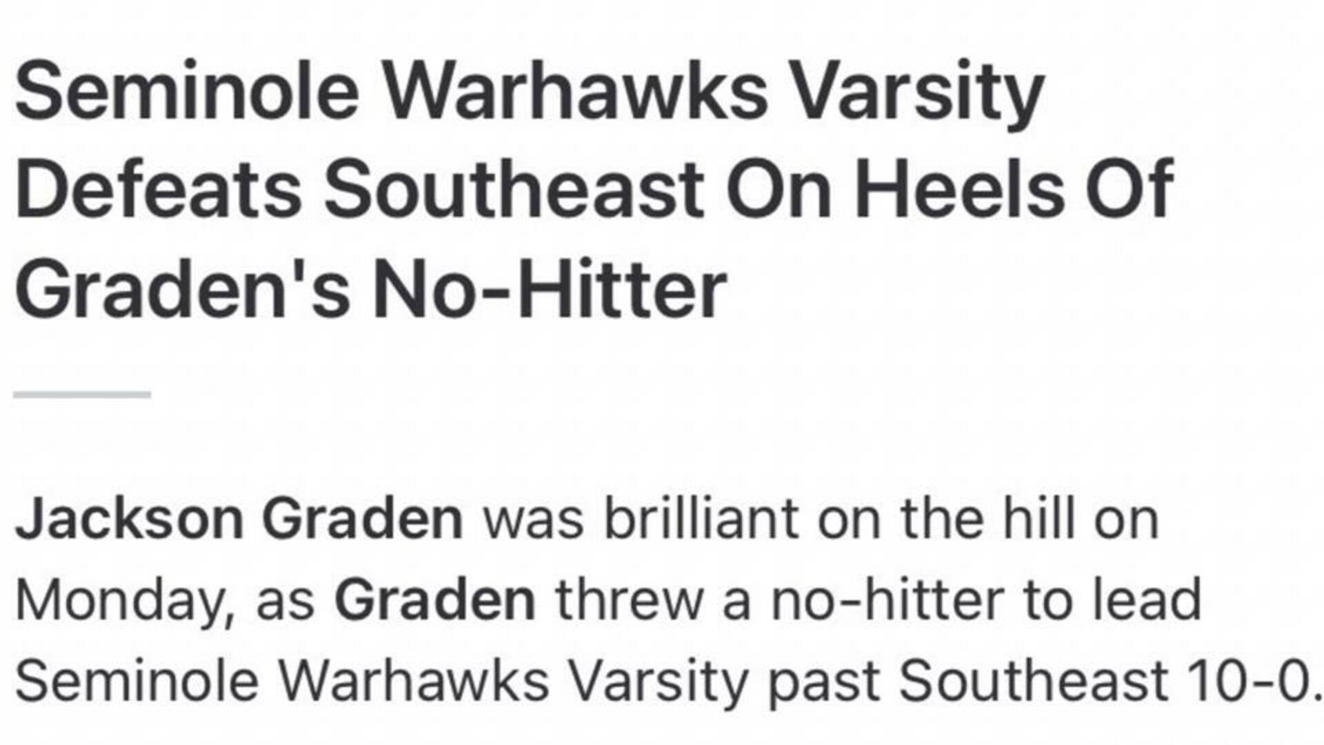 No Hitter - Jackson Graden 2023