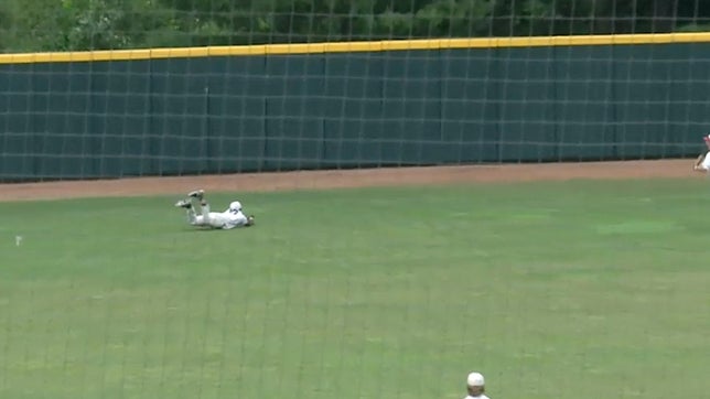 AJ Maxwell makes unbelievable diving grab in the Division 1 state championship game. Grand Blanc won the game over Portage Central 8-2