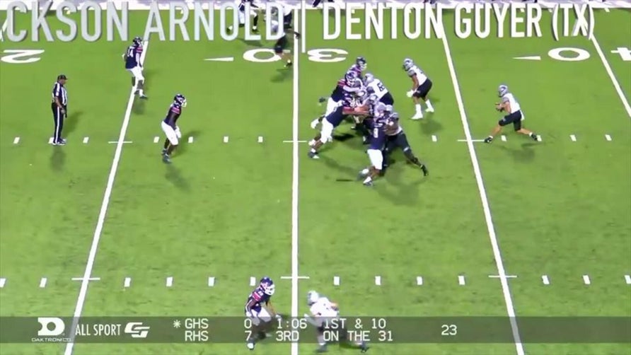 Junior season highlights of Denton Guyer's (TX) four-star quarterback Jackson Arnold. He led the Wildcats to a 14-2 record and runner-up finish in 6A Division 2. He threw for 3,921 yards and 34 touchdowns to go with 659 yards rushing and 12 more scores.