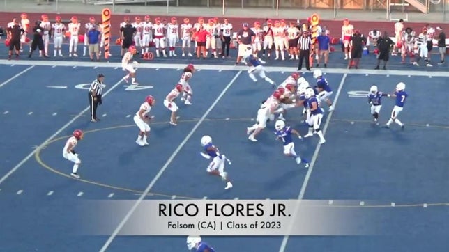 Junior season highlights of Folsom's (CA) four-star wide receiver Rico Flores Jr. He finished is junior year with 81 receptions for 1,157 yards and 11 touchdowns to go with 18 tackles and an interception on defense.
