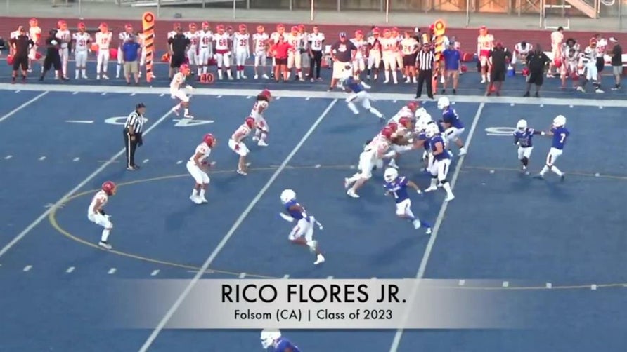 Junior season highlights of Folsom's (CA) four-star wide receiver Rico Flores Jr. He finished is junior year with 81 receptions for 1,157 yards and 11 touchdowns to go with 18 tackles and an interception on defense.