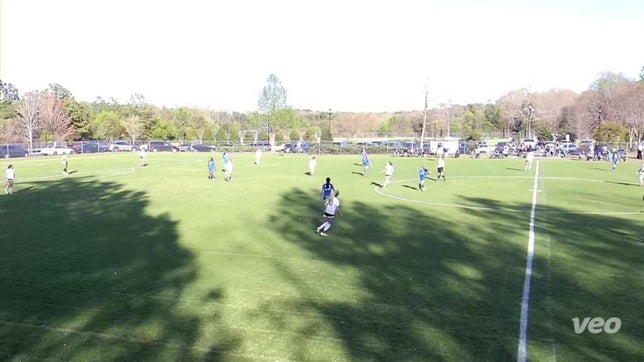 Starting from midfield line, Logan sees the play develop and gets on end of deep cross to collect and score.