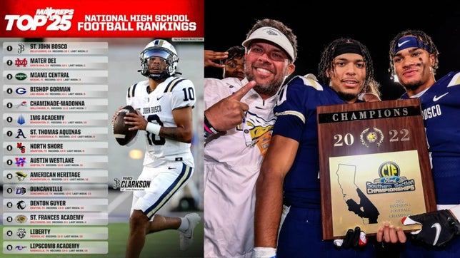 MaxPreps National Football Editor Zack Poff joins Jaclyn DeAugustino on CBS HQ to break down St. John Bosco's (Bellflower, CA) 24-22 win over Mater Dei (Santa Ana, CA) in the CIF Southern Section Division 1 championship. The win snapped the Monarchs 29-game winning streak and the Braves took over the No. 1 spot in the MaxPreps Top 25.