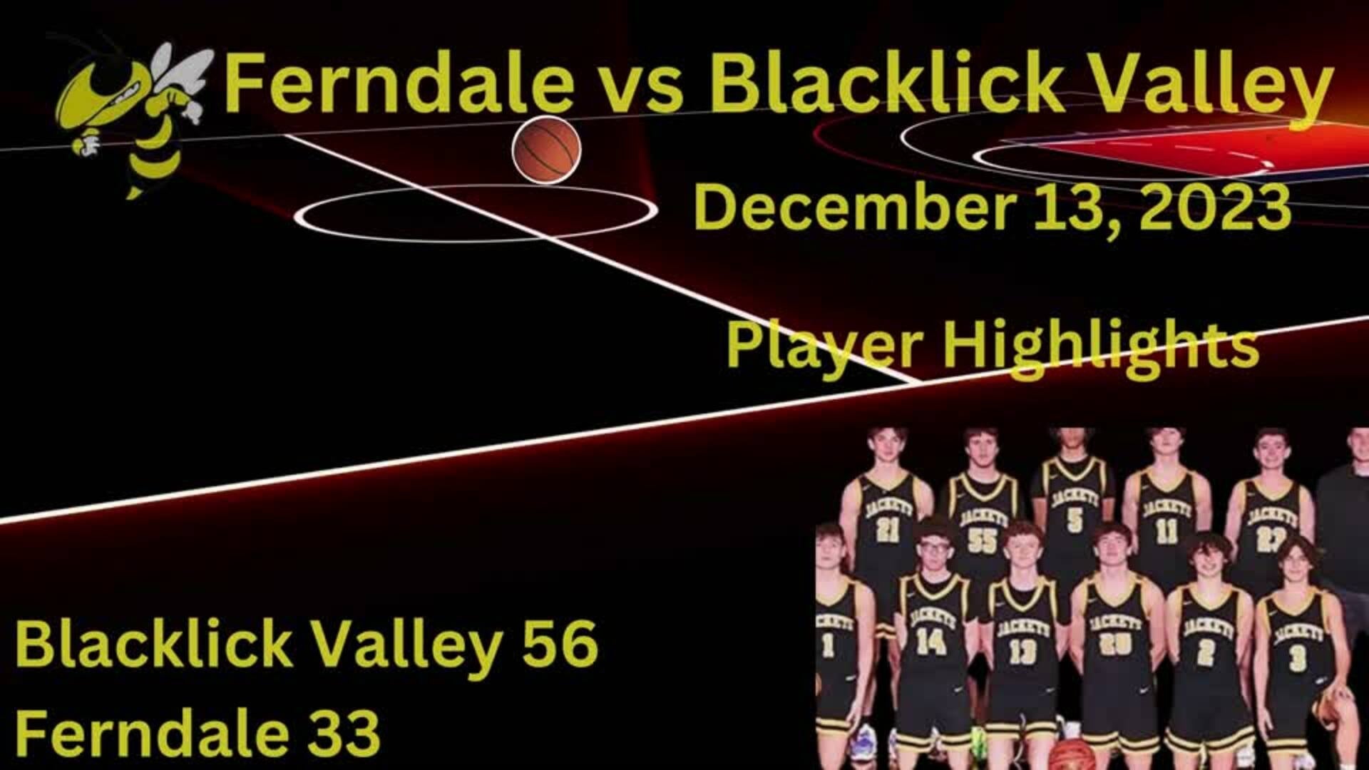 Ferndale Area Yellow Jackets Player Highlights vs Blacklick Valley December 13th 2023