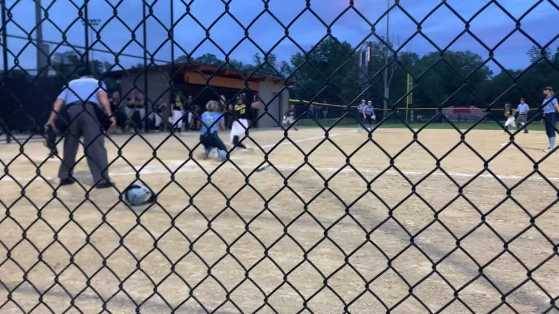 Griffin gets the tag out at the plate